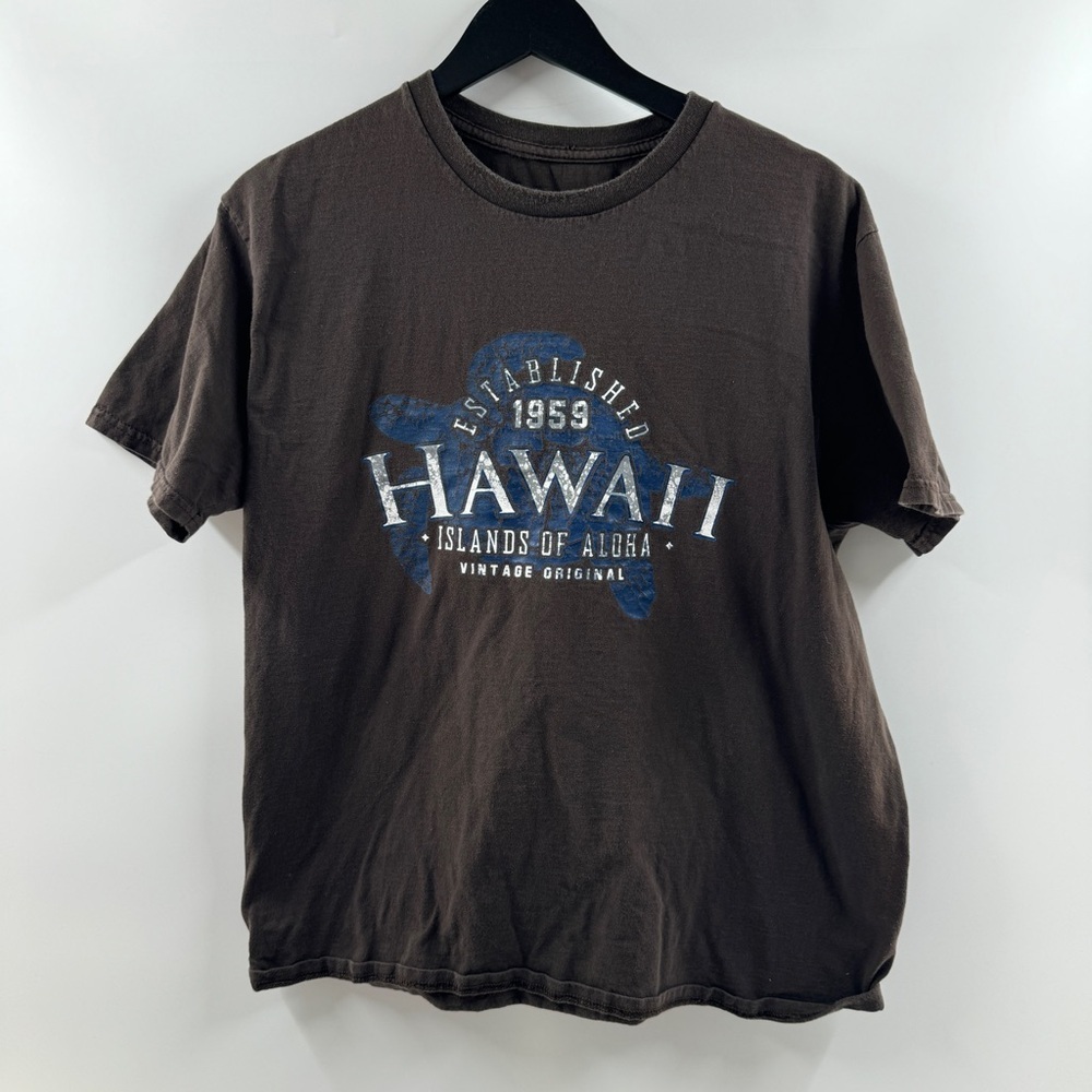 Hawaii Graphic T-Shirt Brown Short Sleeve Men’s Size L